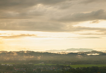 Mountain and cloud in sunrise.