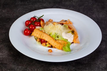 Calad Caesar with grilled salmon