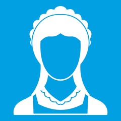 Cleaning household service maid icon white isolated on blue background vector illustration