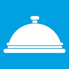 Restaurant cloche icon white isolated on blue background vector illustration