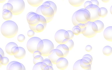 Light pastel colored background with purple bubbles. Wallpaper, texture purple balloons. 3D illustration