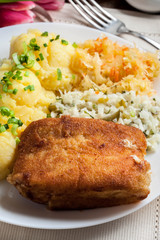 Fried fish fillet of cod.