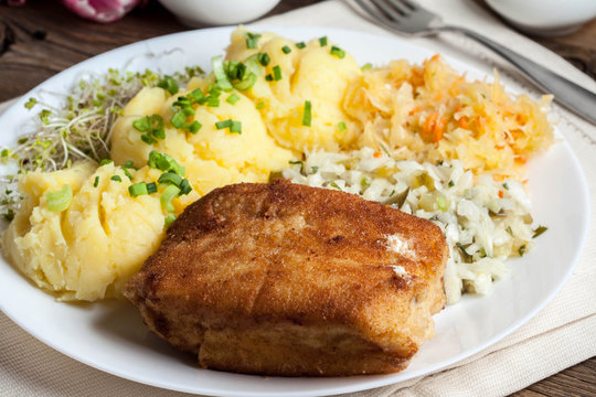 Fried fish fillet of cod.