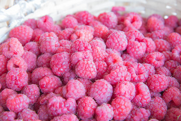 Fresh and sweet raspberries Raspberry fruit background
