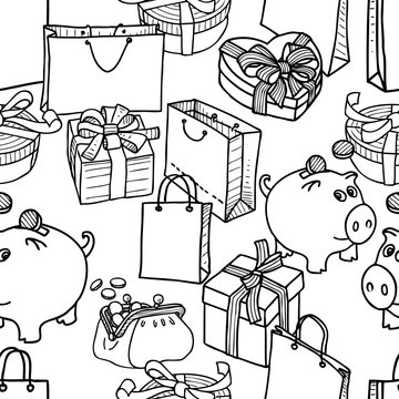 Pattern of the theme of shopping and gifts