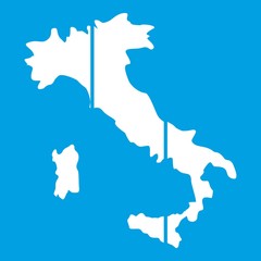 Map of Italy icon white isolated on blue background vector illustration