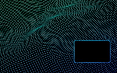 Abstract landscape background. Ready template. Cyberspace grid. Hi-tech network. 3d technology illustration. Mockup.