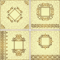 Set of four vintage luxury cards with decorative floral elements