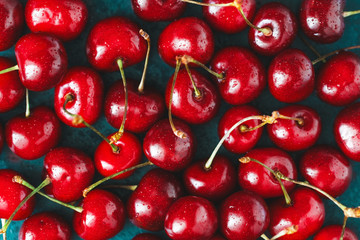 Ripe cherry food background. The concept of healthy organic food.