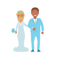 Fototapeta premium Illustration of an Interracial Couple Having Their Portrait Taken