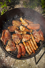Meat on barbecue