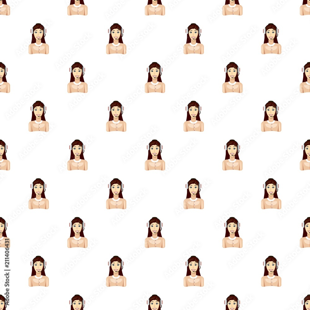 Poster Support phone operator in headset pattern seamless repeat in cartoon style vector illustration