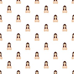 Support phone operator in headset pattern seamless repeat in cartoon style vector illustration