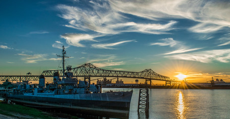 U.S.S Kidd and Mississippi River Bridge in Baton Rouge