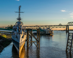 U.S.S. Kidd and the Mississippi River in Baton Rouge