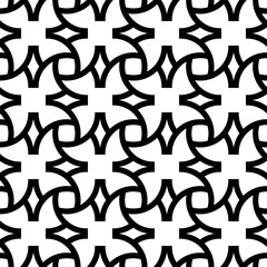 Black geometric ornament on white background. Seamless pattern