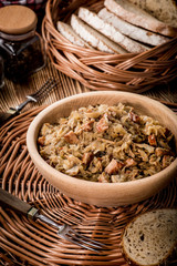 Bigos - stewed cabbage with meat,dried mushrooms and smoked sausage.