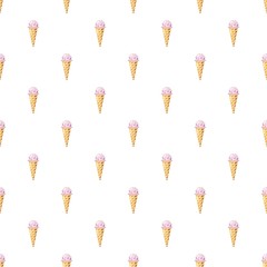 Ice cream cone pattern seamless repeat in cartoon style vector illustration