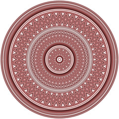 Geometric patterns in concentric circles, American Indians ethnic style. Brown and brick red colors. Pattern brushes are included. 