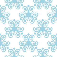 Blue floral seamless pattern on white background