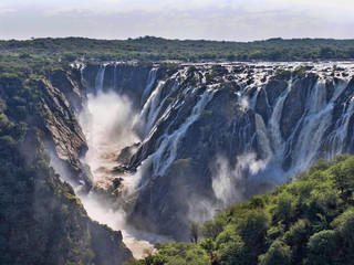 Fototapeta premium The beautiful Ruacana falls on the border of Namibia and Botswana.