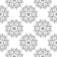 Gray floral seamless pattern on white background
