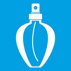 Parfume bottle icon white isolated on blue background vector illustration