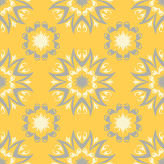 Fototapeta na wymiar Yellow floral seamless pattern. Background with flower designs