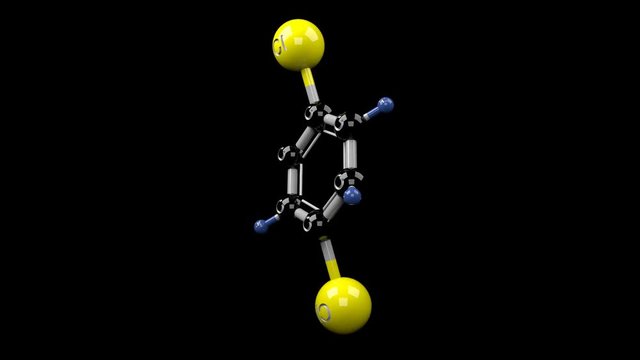 p-dichlorobenzene molecule. Molecular structure of PDB compound, pesticide. Alpha channel.