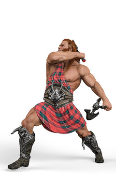 viking the highland warrior in a white background