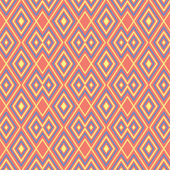 Orange seamless pattern. Bright geometric background with blue and yellow design