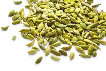 Cardamom whole isolated on white.