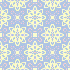 Floral seamless pattern. Pale blue background with beige and pink flower elements