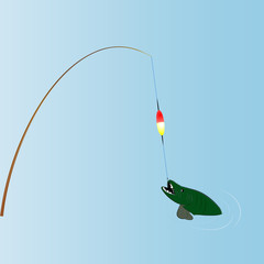 rod, pulling the fish