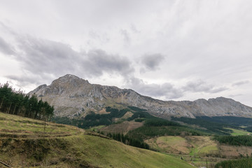 Anboto mountain in spring with cloudy day