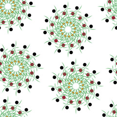 Green Swirls With Polka Dots Design