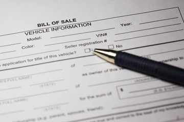 Bill of Sale Form and pen