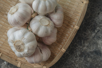 Garlic bulb with rustic background