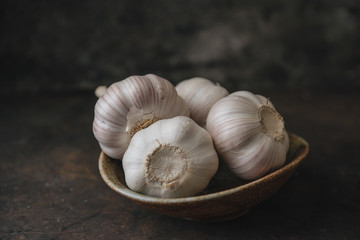Garlic bulb with rustic background