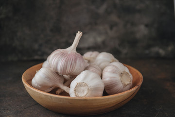 Garlic bulb with rustic background