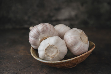 Garlic bulb with rustic background