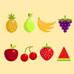 Set of ripe fruits on soft background vector illustration