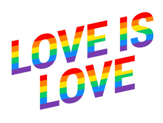 Illustration of love is love rainbow text