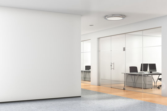 Blank wall in modern office.