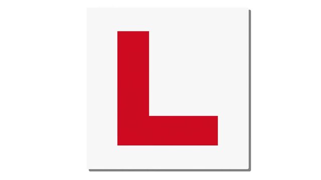 Learning driver 'L' plate red off and on animation
