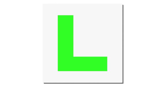 Learning driver 'L' plate green off and on animation