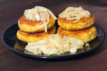 potato chops with fried onions