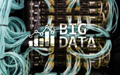 Big data analysing server. Internet and technology.