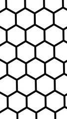 Black honeycomb on a white background. Isometric geometry. Vertical image orientation. 3D illustration