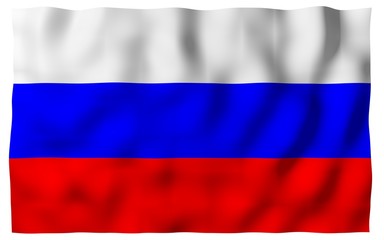 Waving flag of the Russian Federation. The National. State symbol of the Russia. 3D illustration